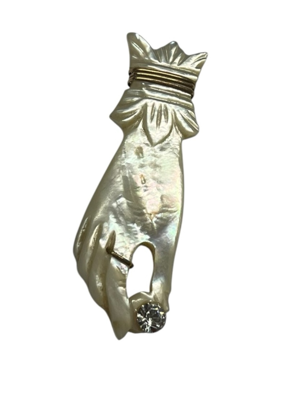 Vintage Mother of Pearl Baroque Hand Brooch Pin